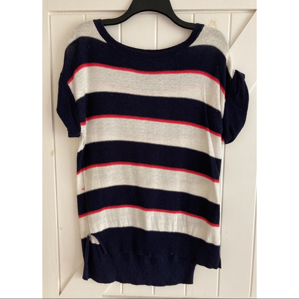 Striped Short Sleeve Sweater